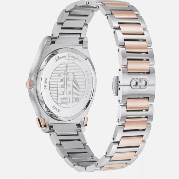 Ferragamo Men Ferragamo Mens Two Tone 41mm Bracelet Fashion Watch